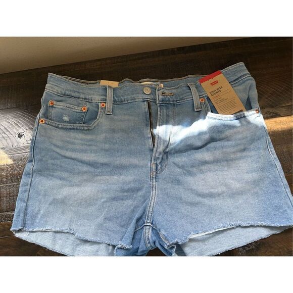 Levi’s HIGH RISE WOMEN'S SHORTS cut off denim size 14 hyper soft - Picture 4 of 7